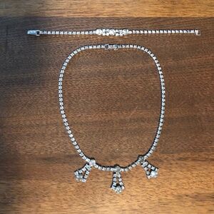 Sparkly Rhinestone Collar Necklace and Bracelet